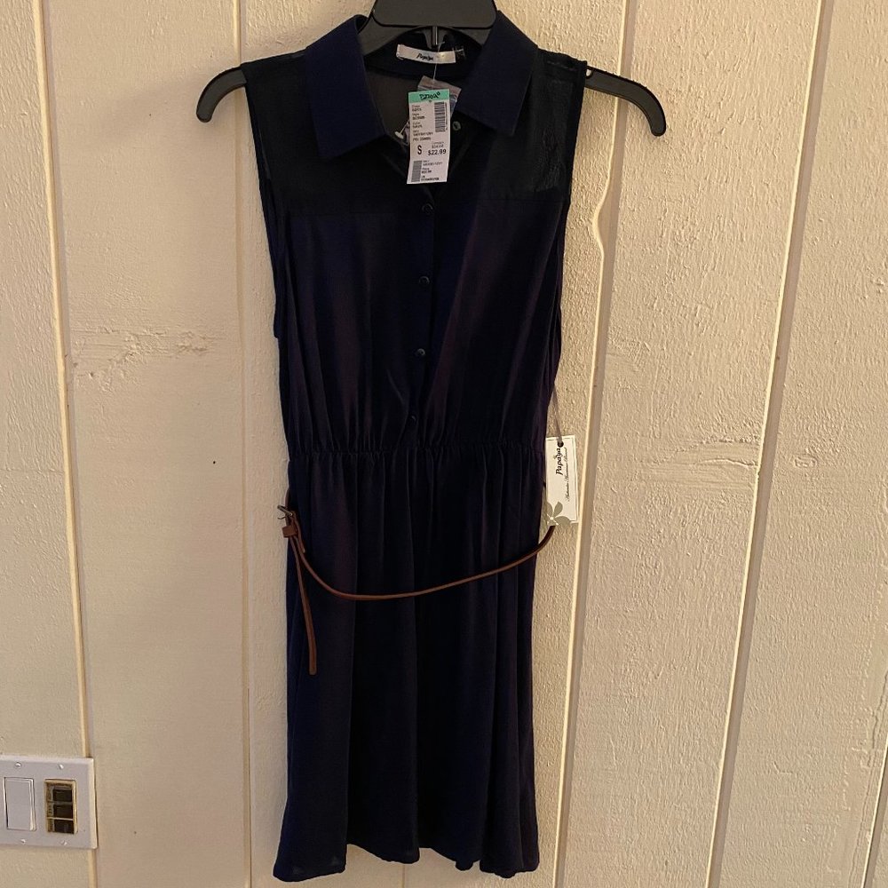 NWT Papaya Sleeveless Button-Down Dress with Belt